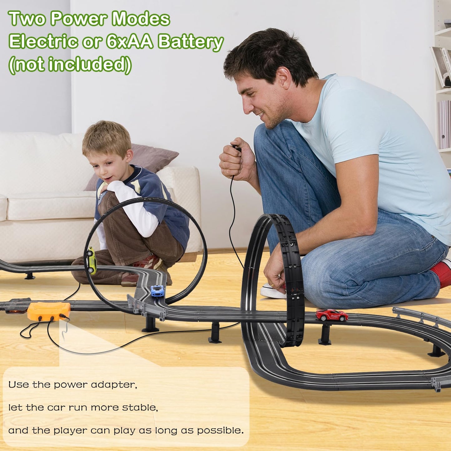 23ft Slot Car Race Track Set with 4 Cars