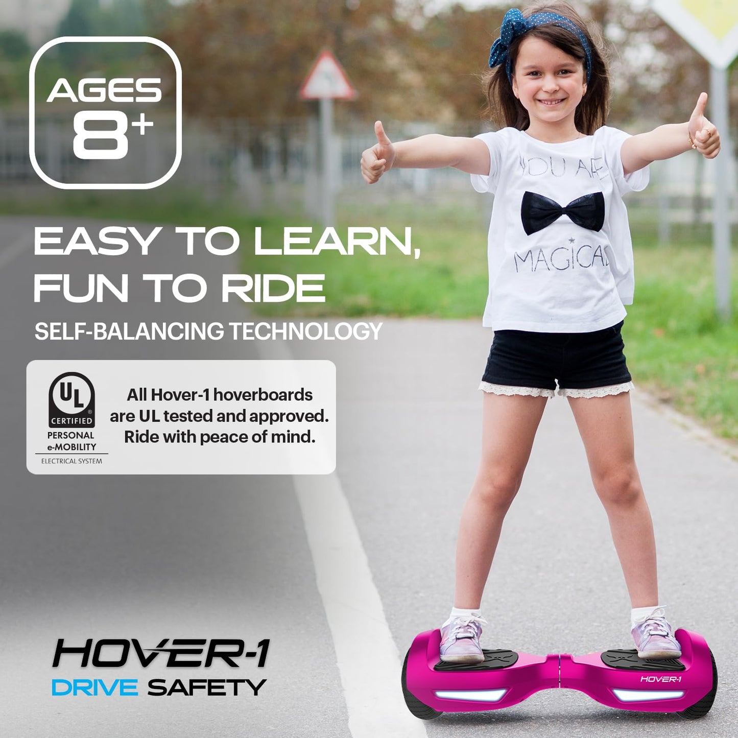 Hover-1 Drive Electric Self Balancing Hoverboard with 7 mph Max Speed, Dual 160W Motors, 3 Mile Range, and 6.5” Wheels Self Balancing Scooter