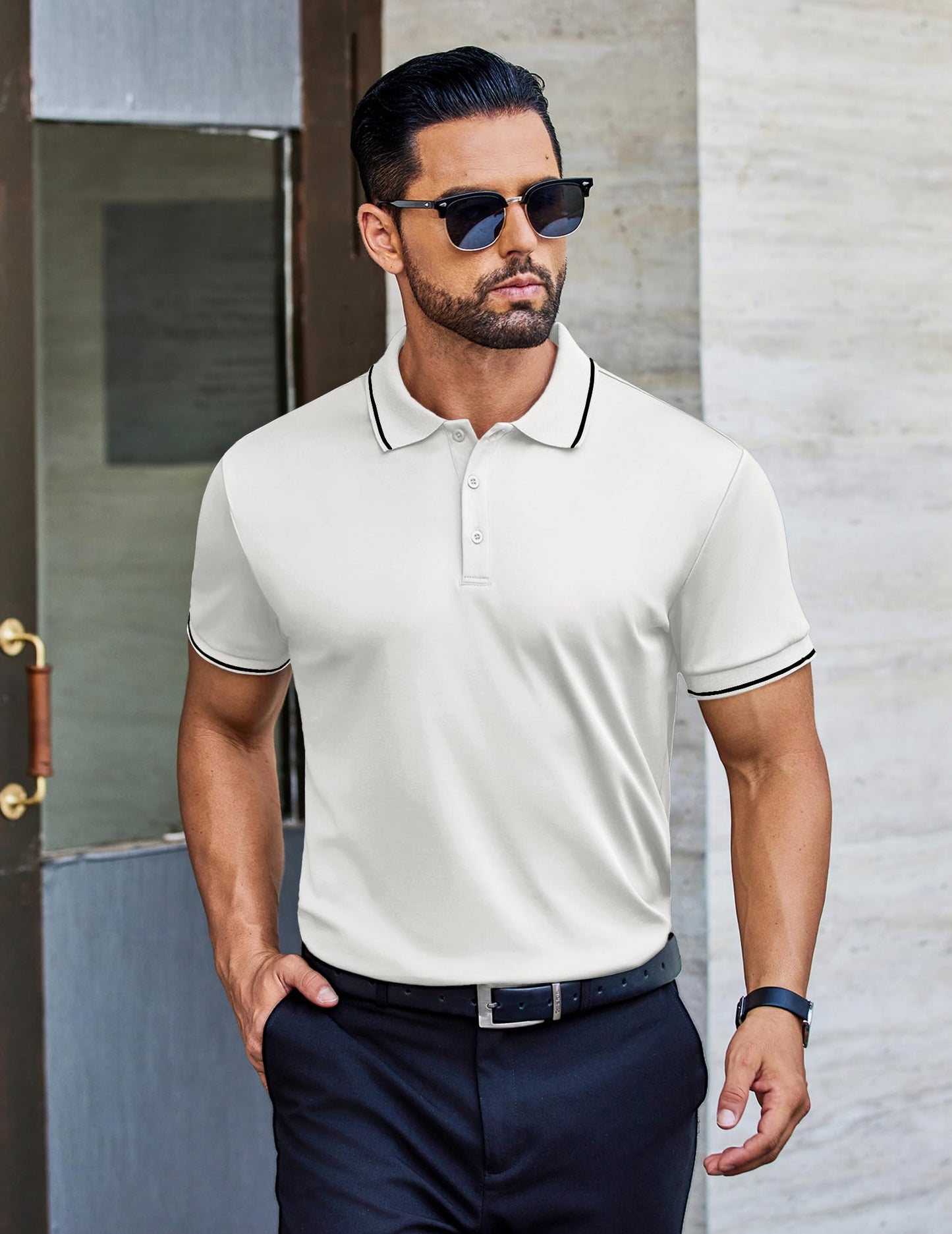 COOFANDY Men's Casual Button Down Polo Shirt