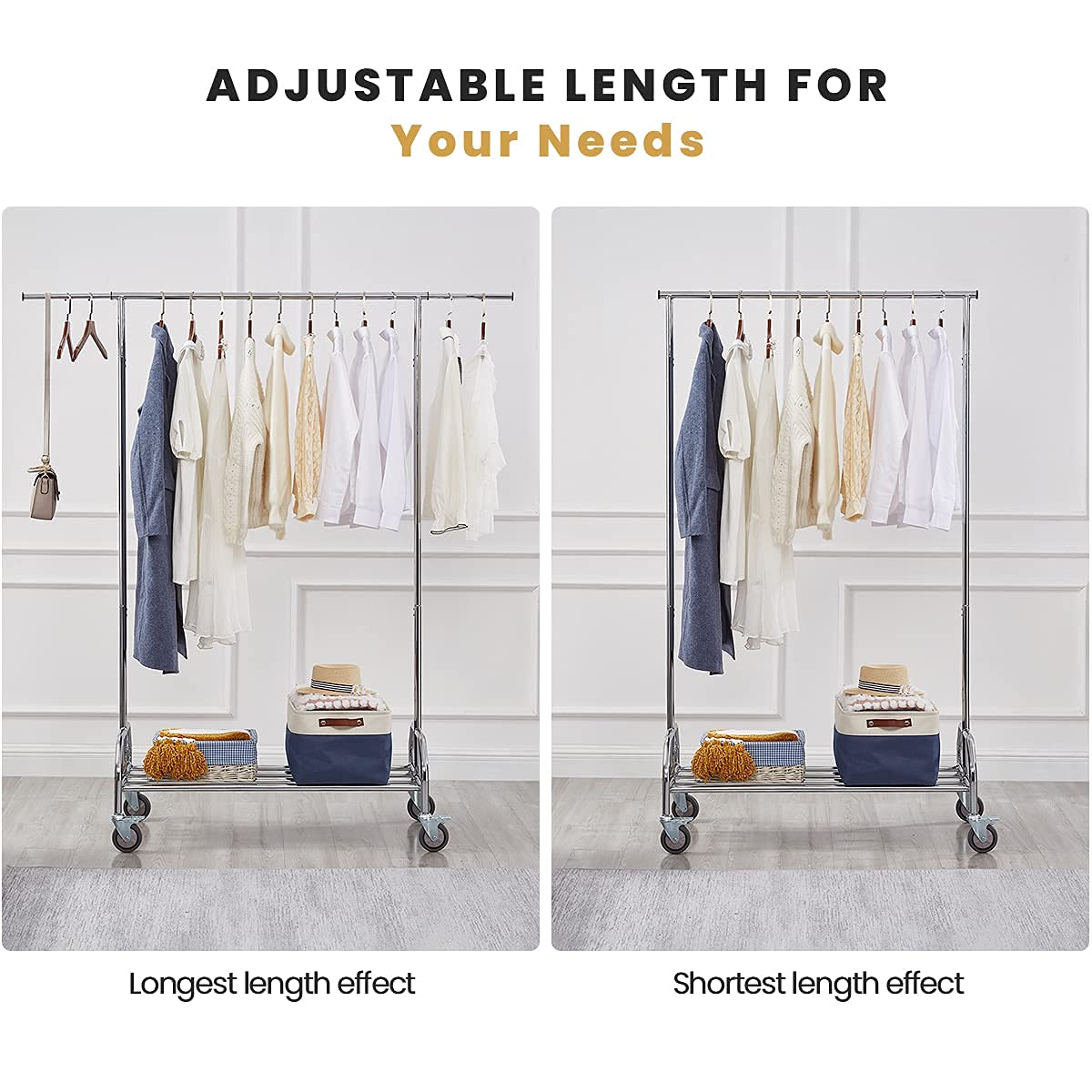 Heavy Duty Adjustable Clothing Rack on Wheels
