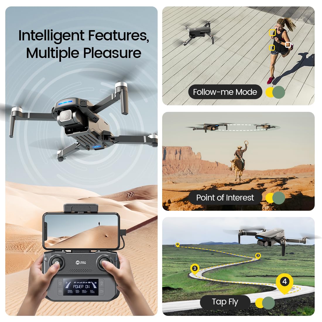 Holy Stone HS360S 4K GPS Drone with 3 Batteries