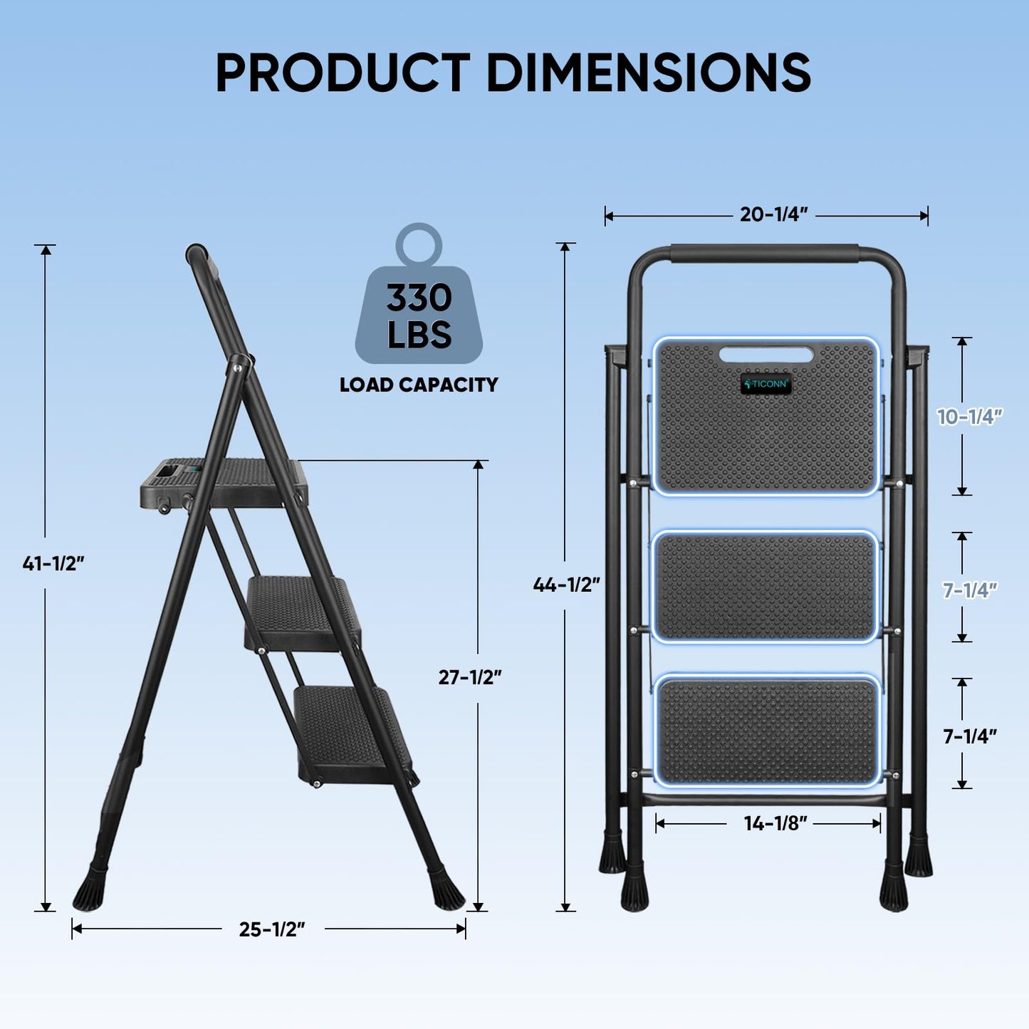 TICONN Heavy Duty Foldable Step Ladder