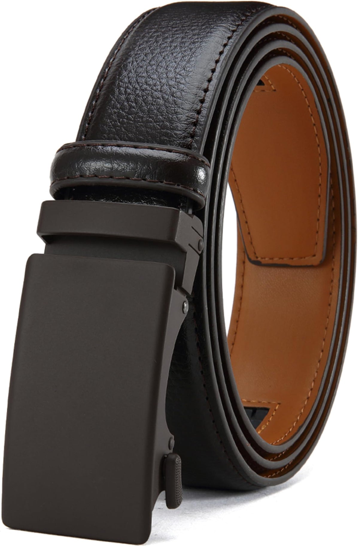 Ratchet Leather Dress Belt with Removable Buckle