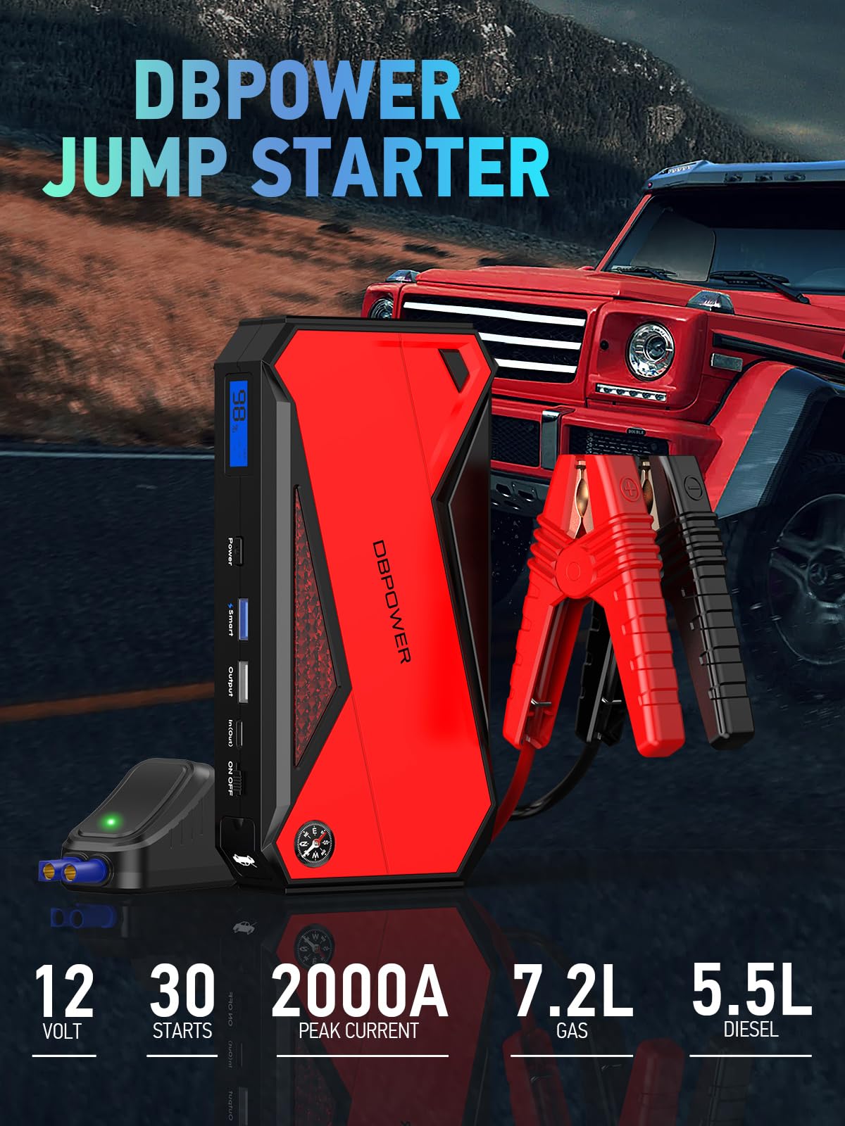 DBPOWER 2000A Portable Car Jump Starter