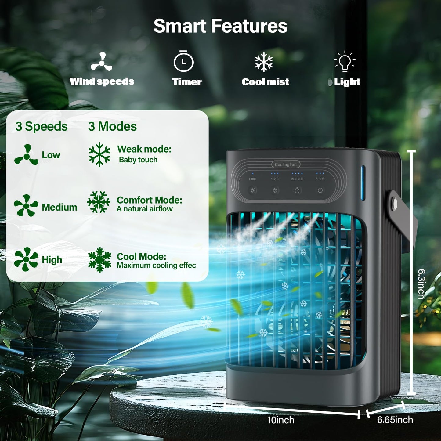 LEAEYFE Portable Air Conditioner with 800ml Tank