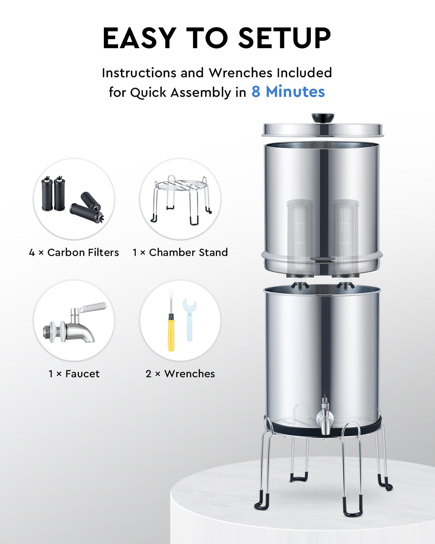 CO-Z 2.25 Gal Stainless Steel Water Filter System