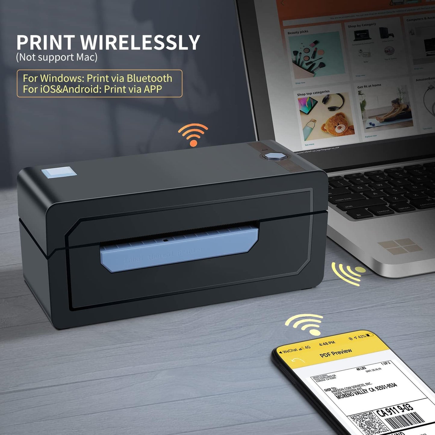 JADENS Wireless 4x6 Bluetooth Label Printer