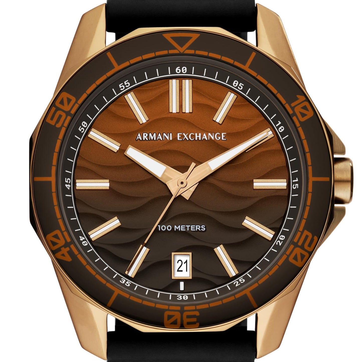 A|X ARMANI EXCHANGE Men's Three-Hand Date Black Silicone Band Watch (Model: AX1954)