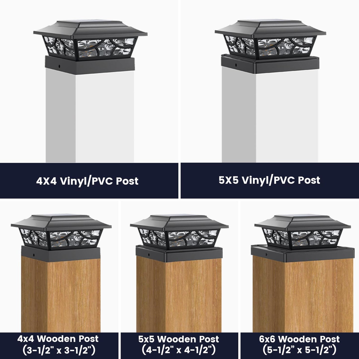6 Pack Solar Post Lights for Decks and Fences