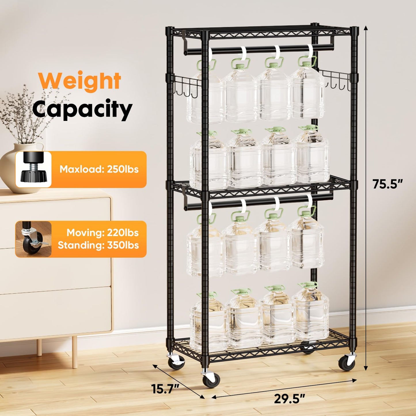 Heavy Duty Adjustable Clothes Rack with Wheels