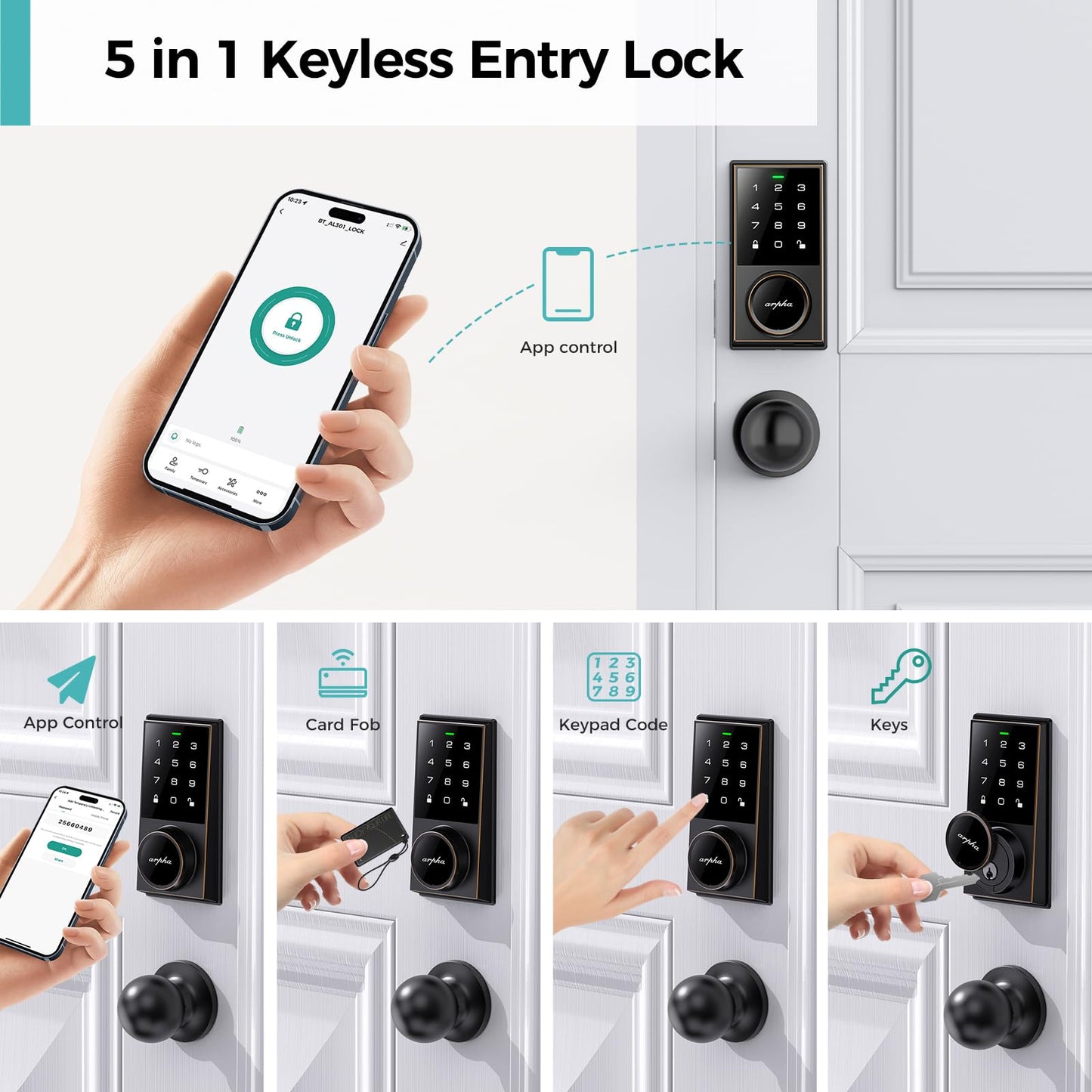 Keyless Entry Deadbolt Lock with Handle Set
