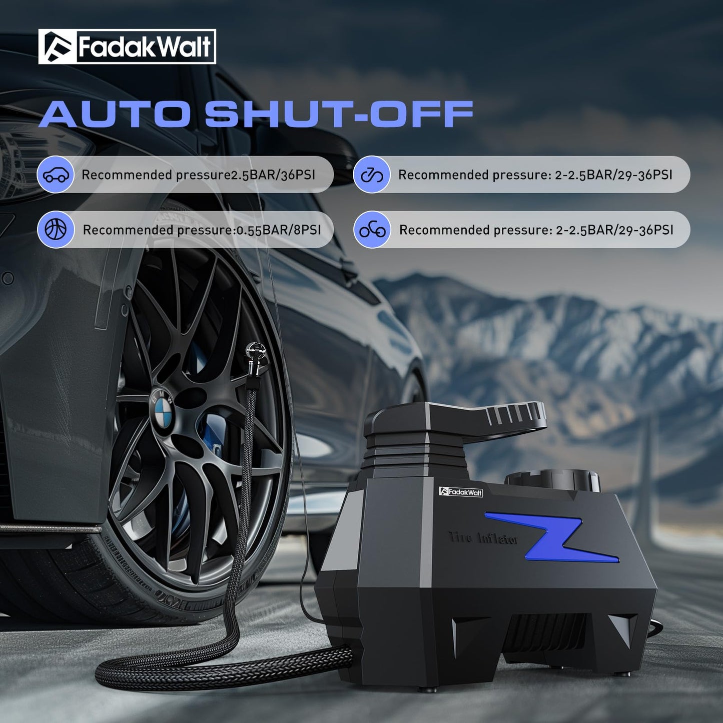 Portable Tire Inflator with Digital Pressure Gauge