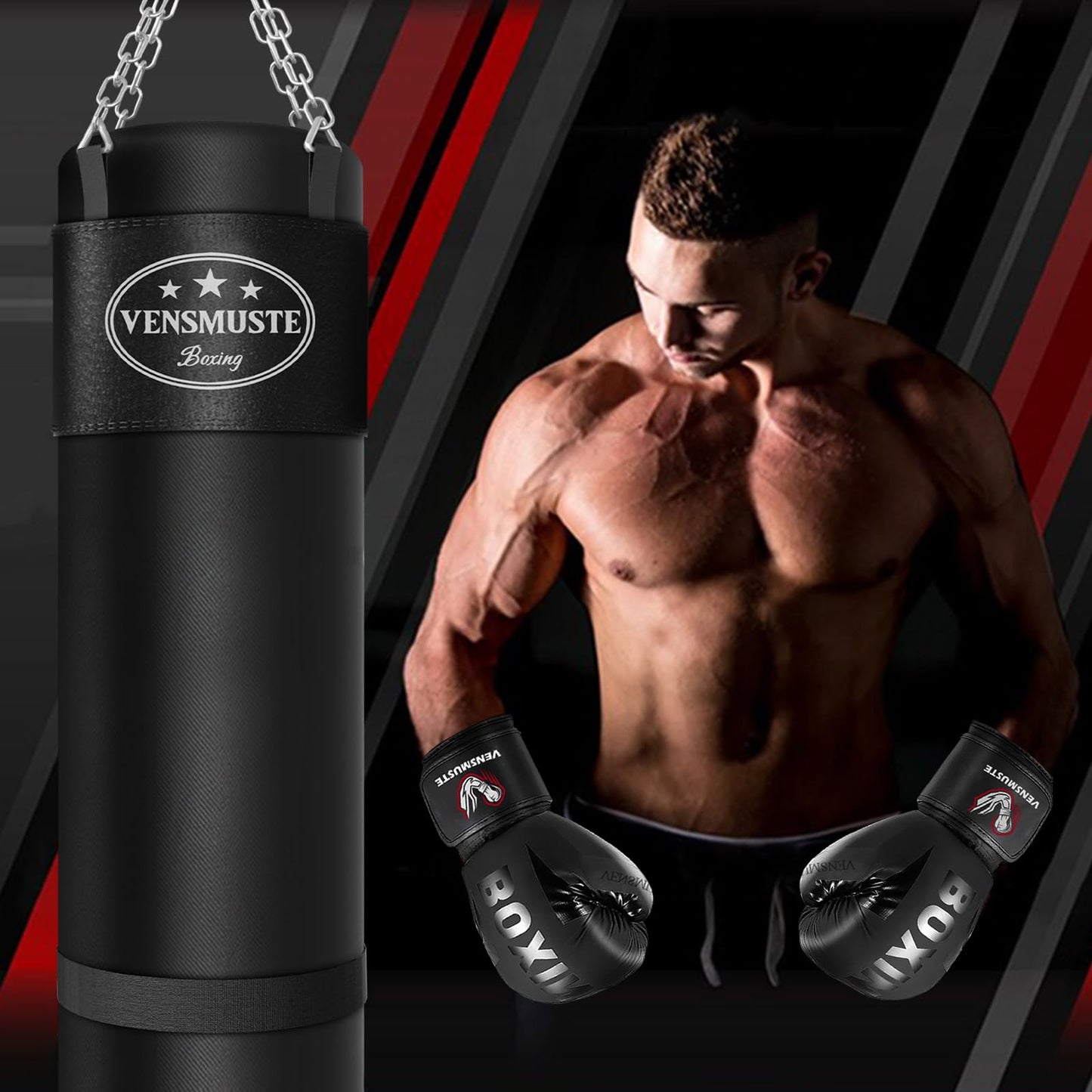 Heavy Punching Bag with Gloves for Training
