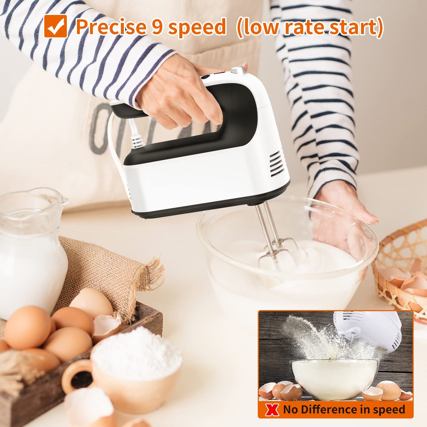 Yomelo 9-Speed Electric Hand Mixer with Accessories