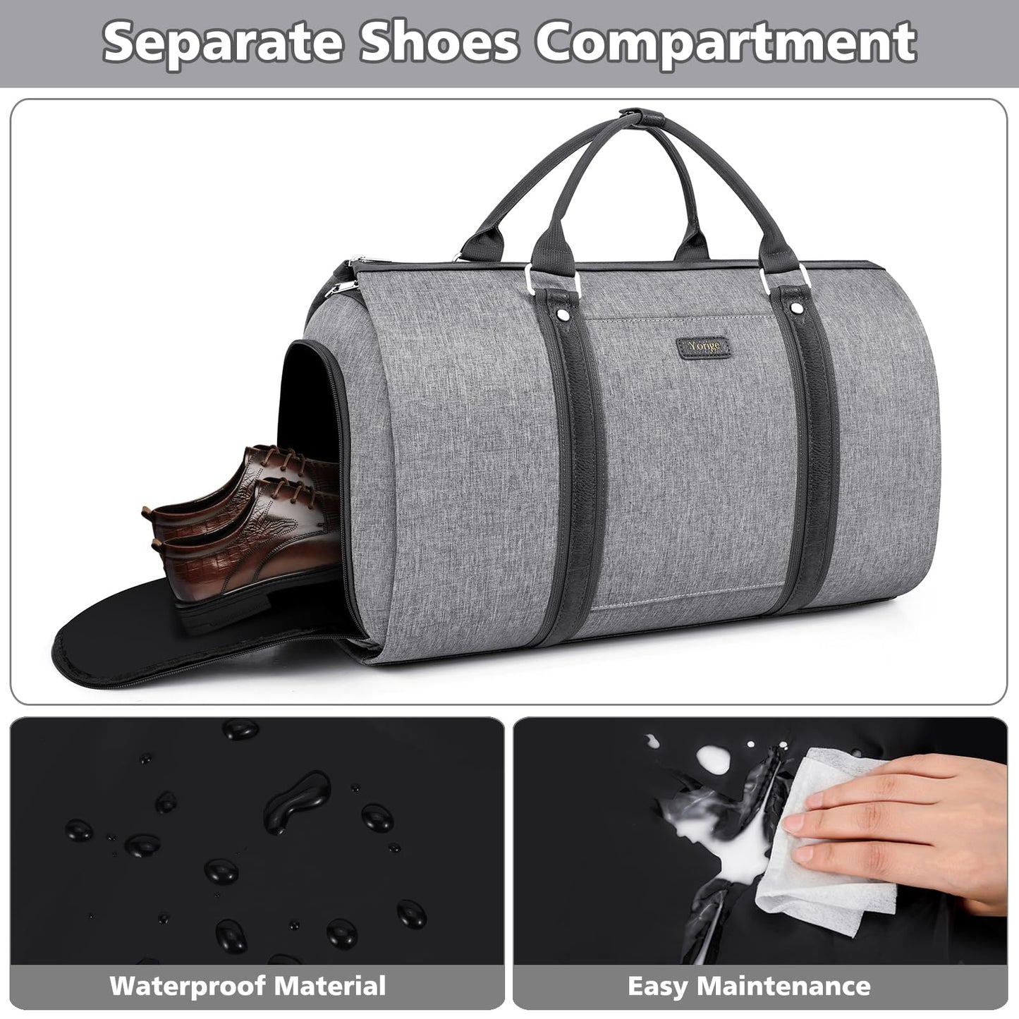 Convertible Garment Duffle Bags for Travel - Carry on Garment Bag for Men Women Large Travel Duffel Bag with Crossbody Bag 4pcs Set, 2 in 1 Hanging Suit Dress Clothes Travel Bag
