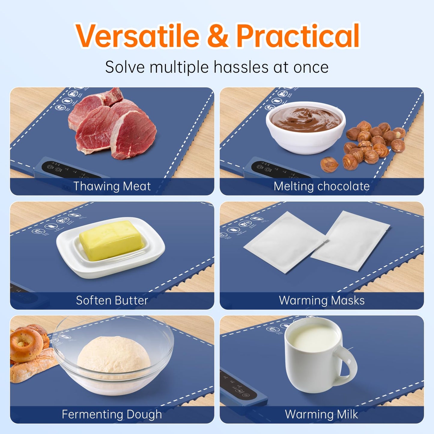 Electric Food Warming Mat, Portable Silicone 24x16"
