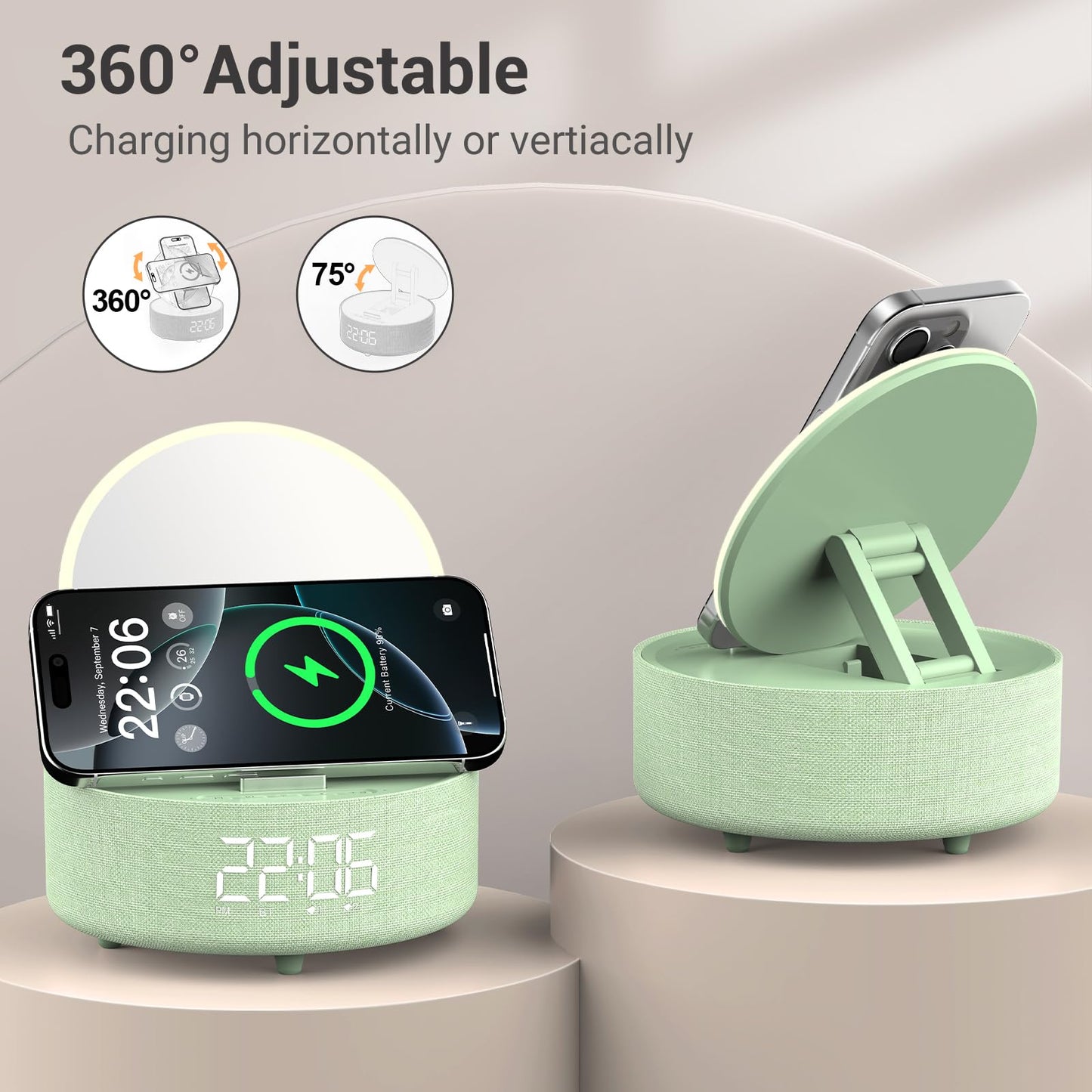 Bluetooth Speaker Makeup Mirror with Wireless Charger