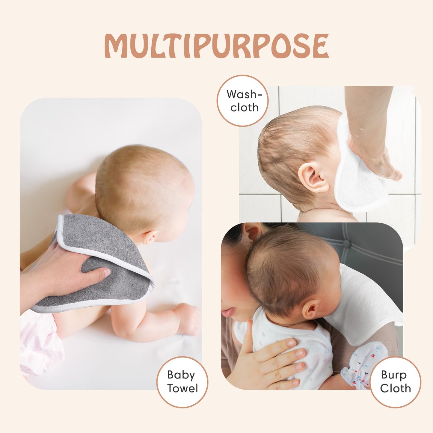 6 Pack Reusable Organic Baby Washcloths