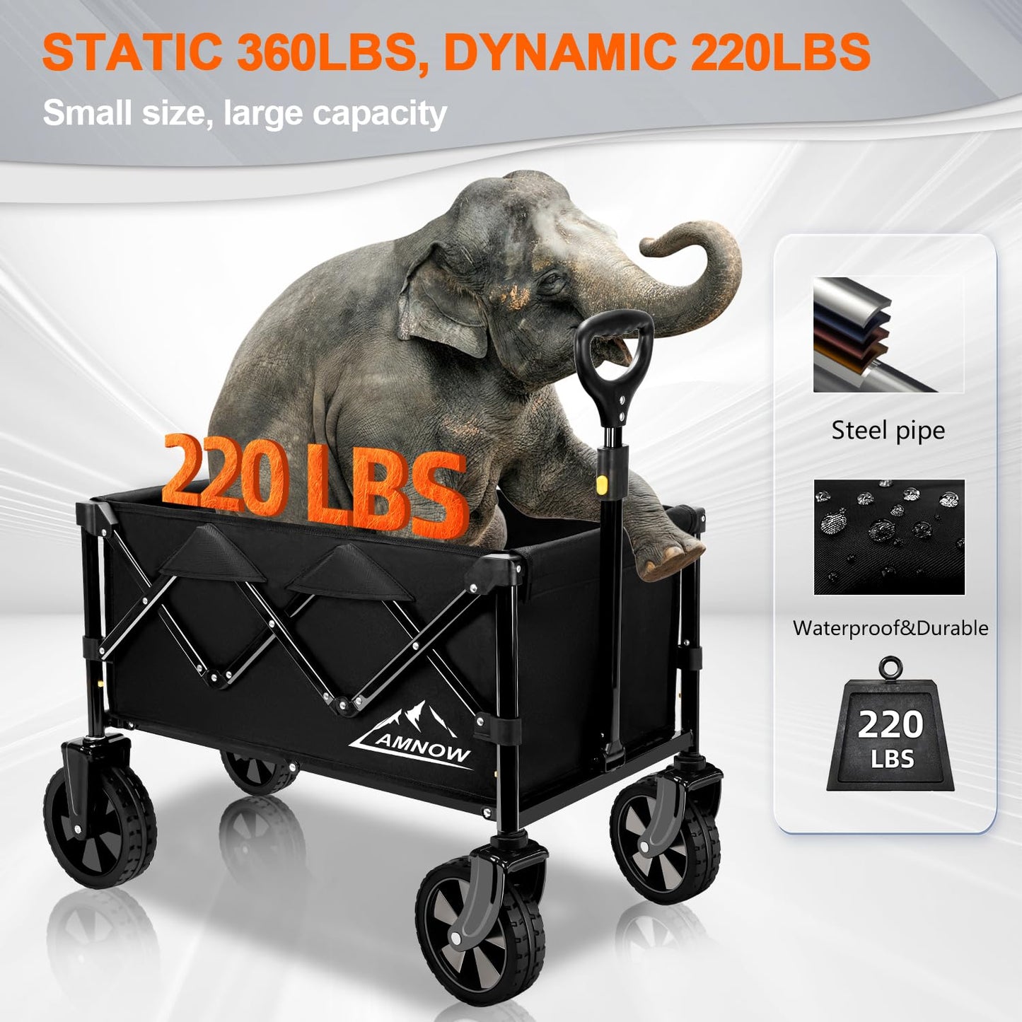 Collapsible Folding Wagon Cart with Wheels