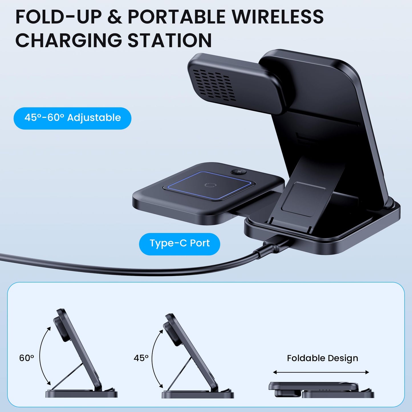 3 in 1 Wireless Charger Stand for iPhone & Watch