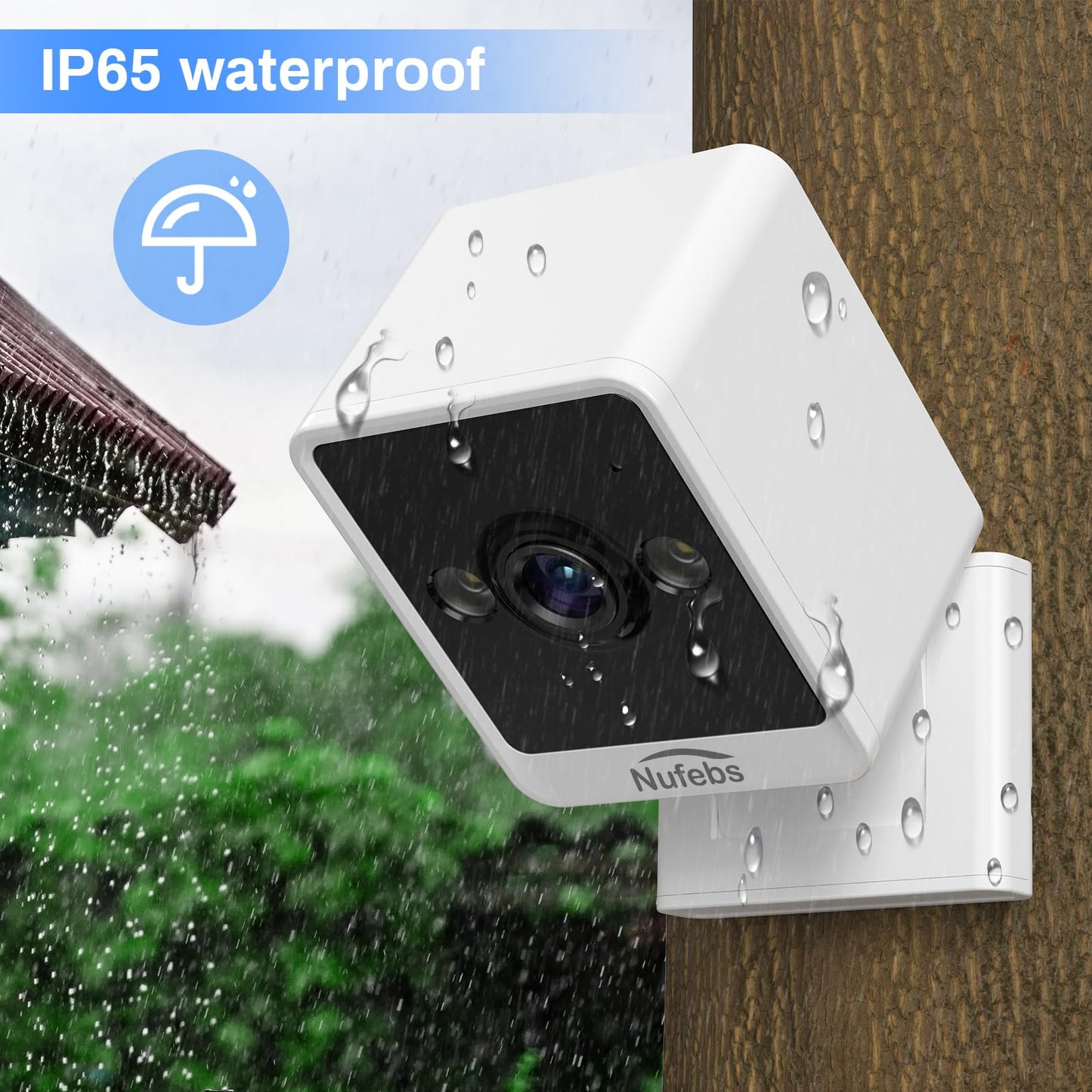 NUFEBS Mini 1080P Security Camera Indoor Compact Plug-in Wired Monitor with 2.4G WiFi Night Vision 2 Way Talk Motion Tracking SD&Cloud Pet Camera for Home Security (White)