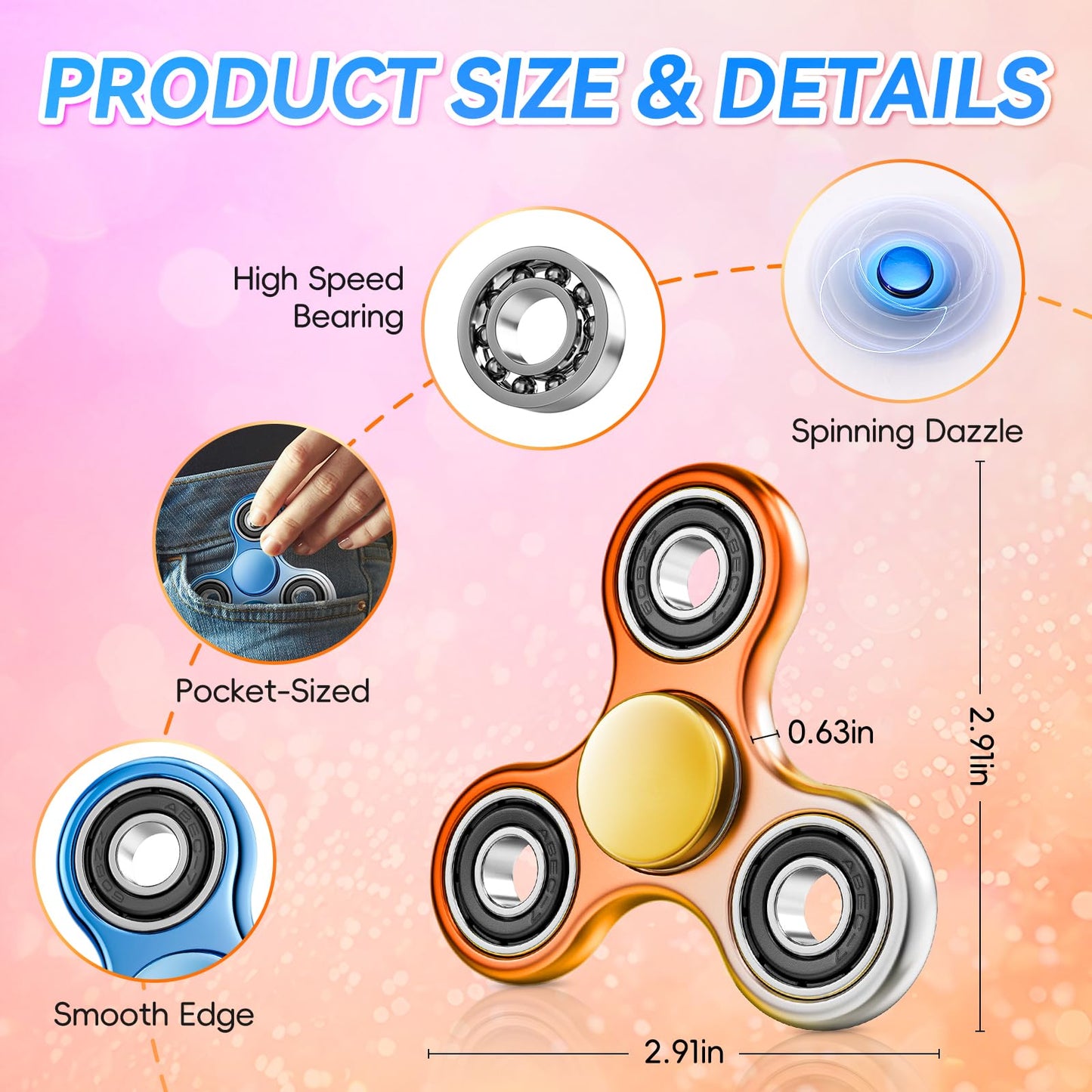 2 Pack Fidget Spinners for Stress Relief