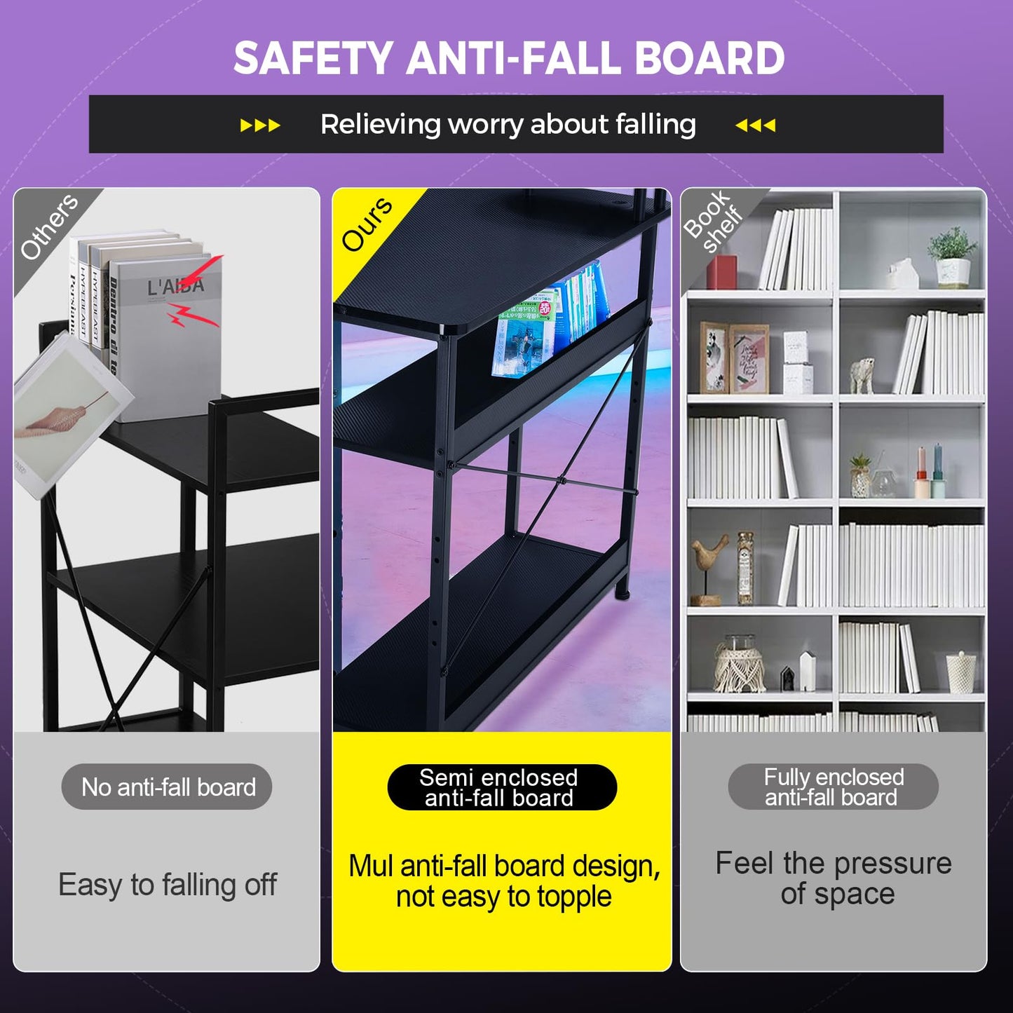 L-Shaped Gaming Desk with Adjustable Shelves