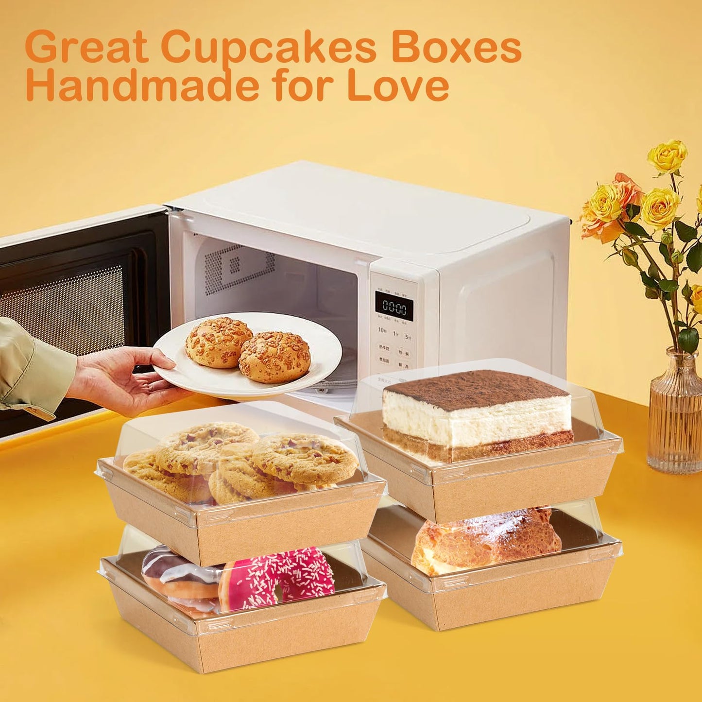 Disposable Mini Brown Dessert Boxes, 100 Pack