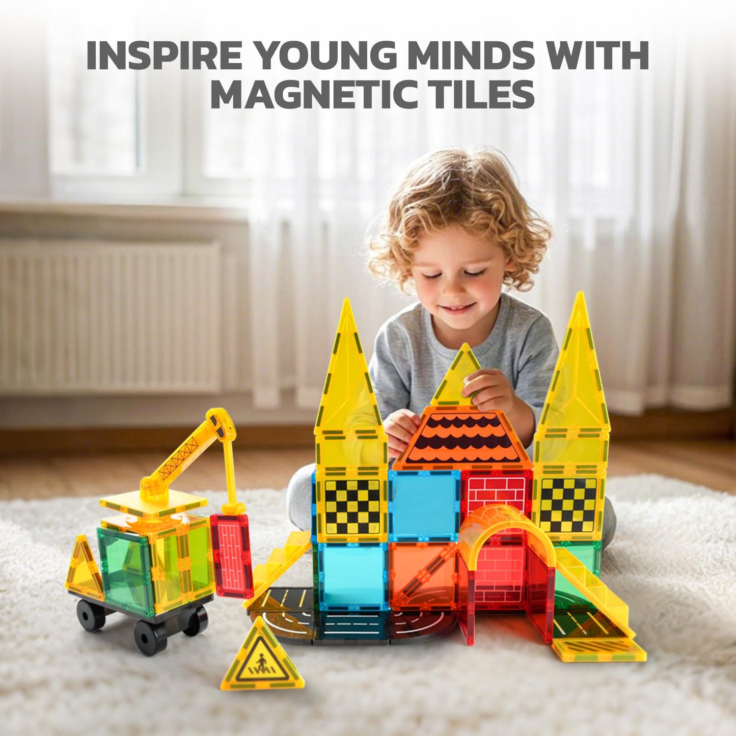 50-Piece Magnetic Tiles Set for Kids