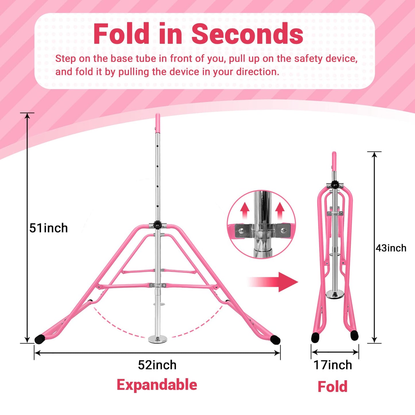 Height Adjustable Gymnastics Bar for Kids