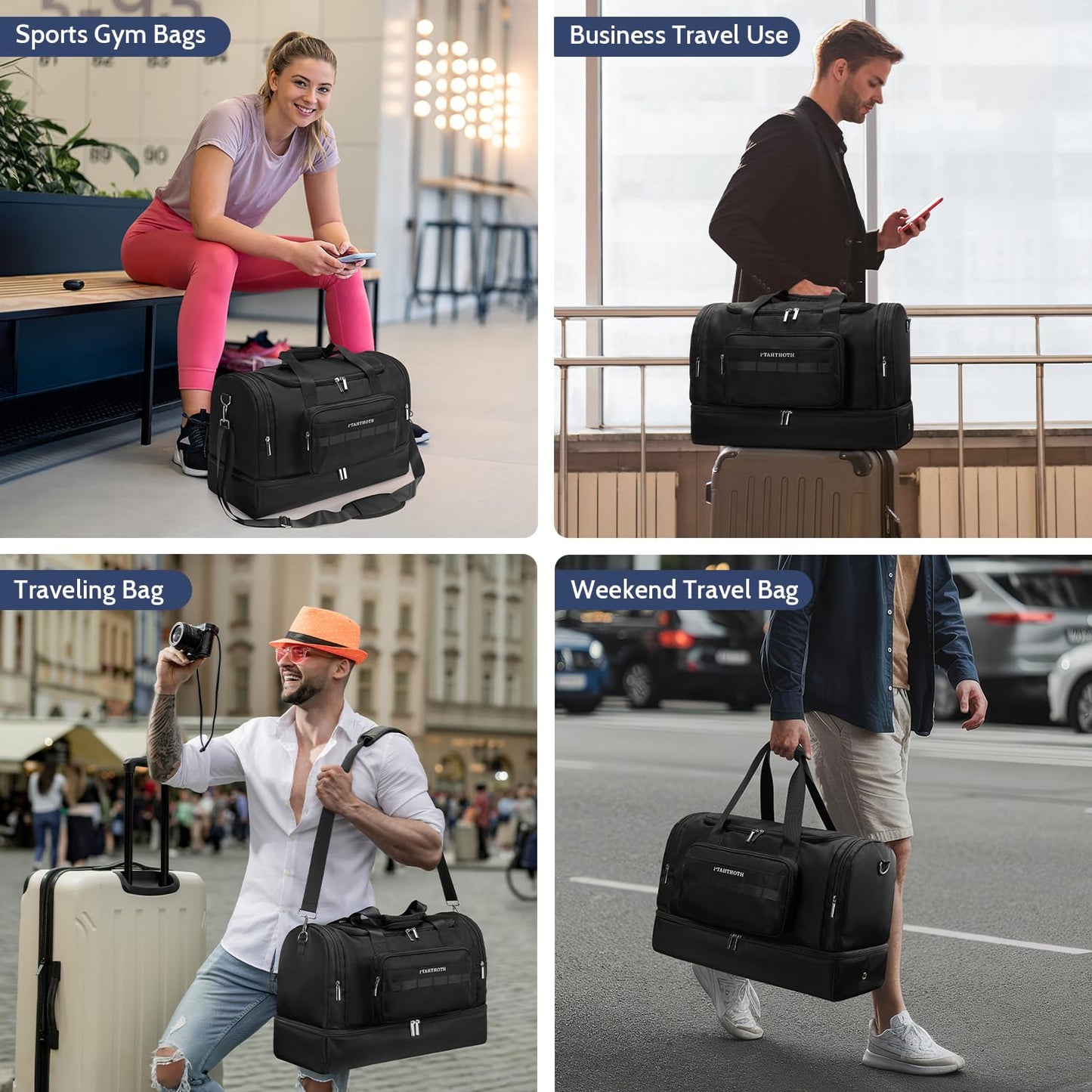 42L Travel Duffle Bag with Shoe Compartment
