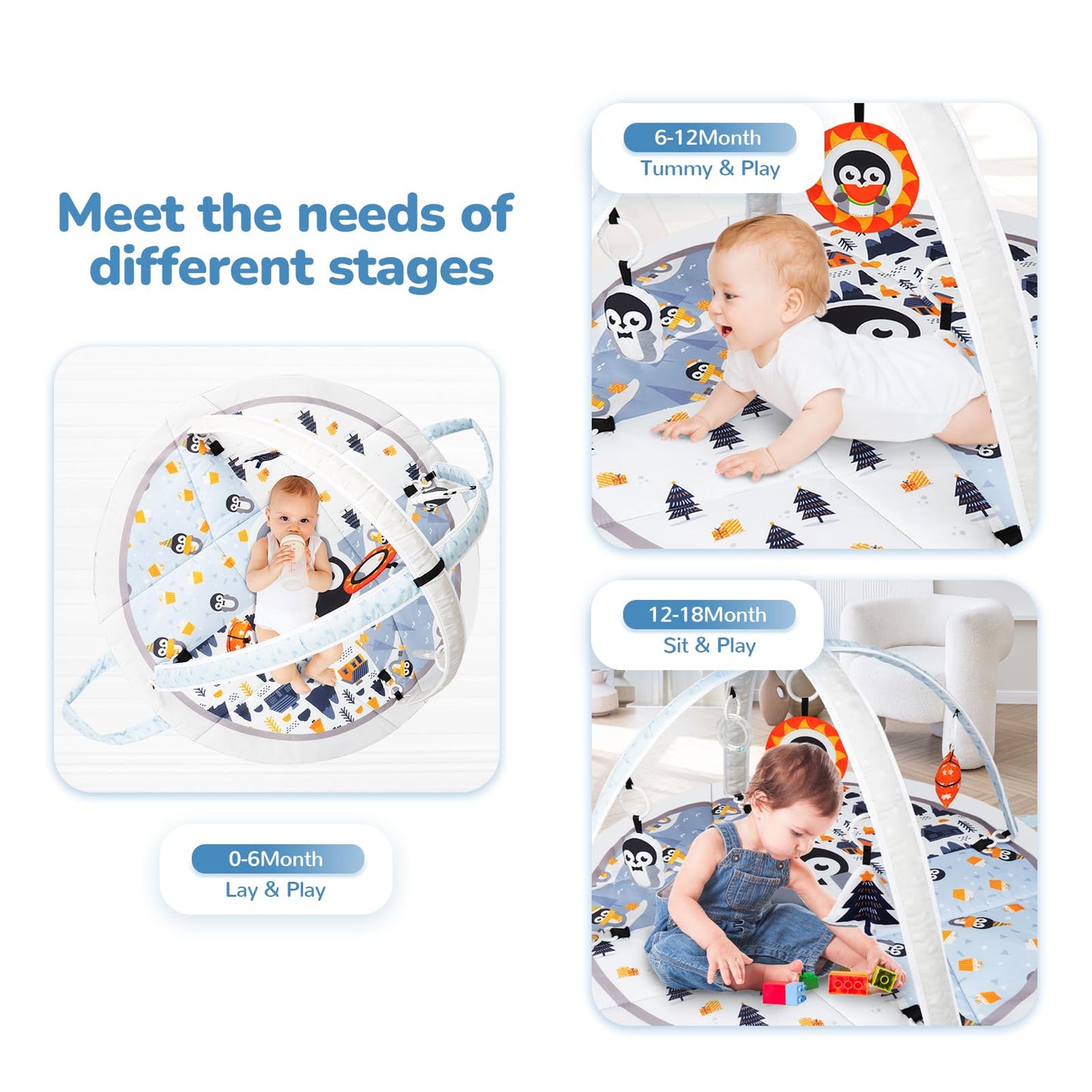 Tummy Time Play Mat for Baby Girls