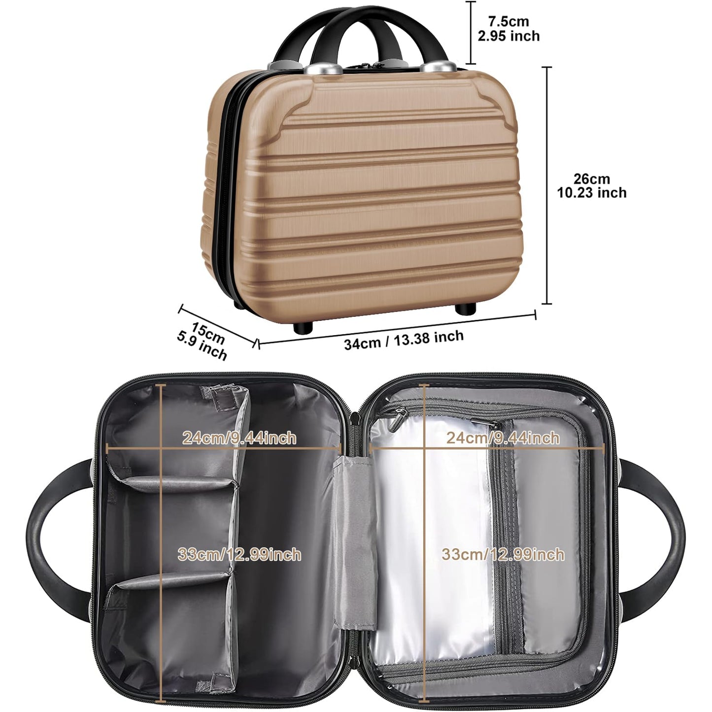Feybaul Luggage Suitcase PC+ABS with TSA Lock Expandable Hardshell Carry On Luggage with Spinner Wheels 20in 24in 28in… (Champagne, 2-Piece Set(14/20))