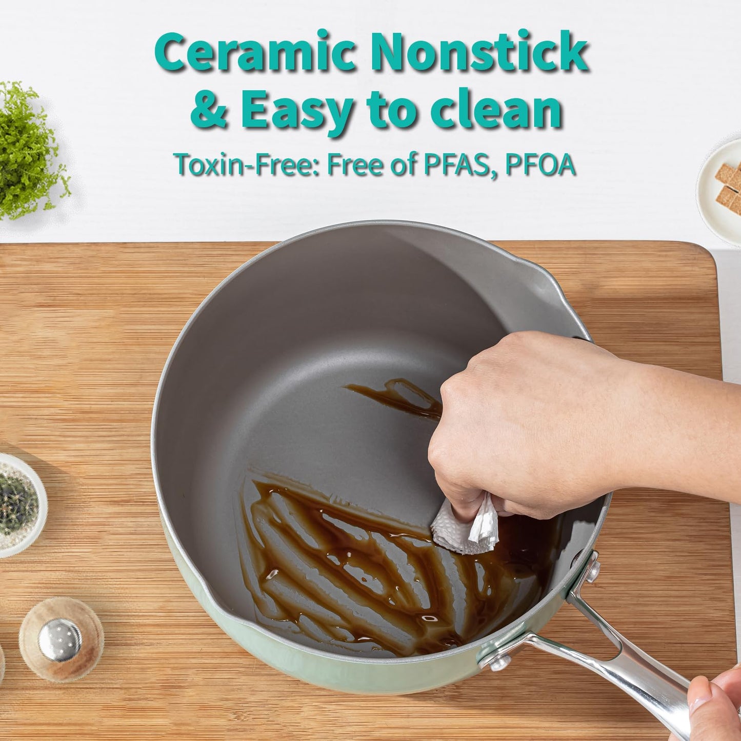 SLOTTET Nonstick Stainless Steel Saucepan with Lid