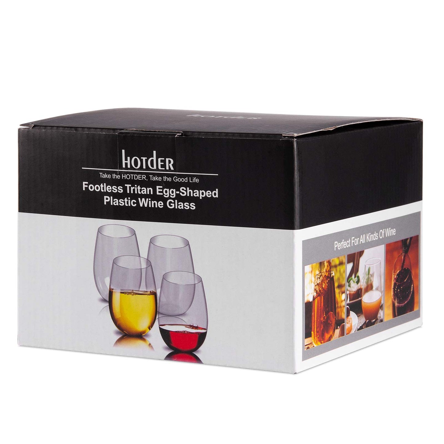 hotder Tritan Wine Glasses Set of 4,20 OZ Stemless BPA-Free Wine Glasses Upgraded,Outdoor Unbreakable Wine Glasses,Clear
