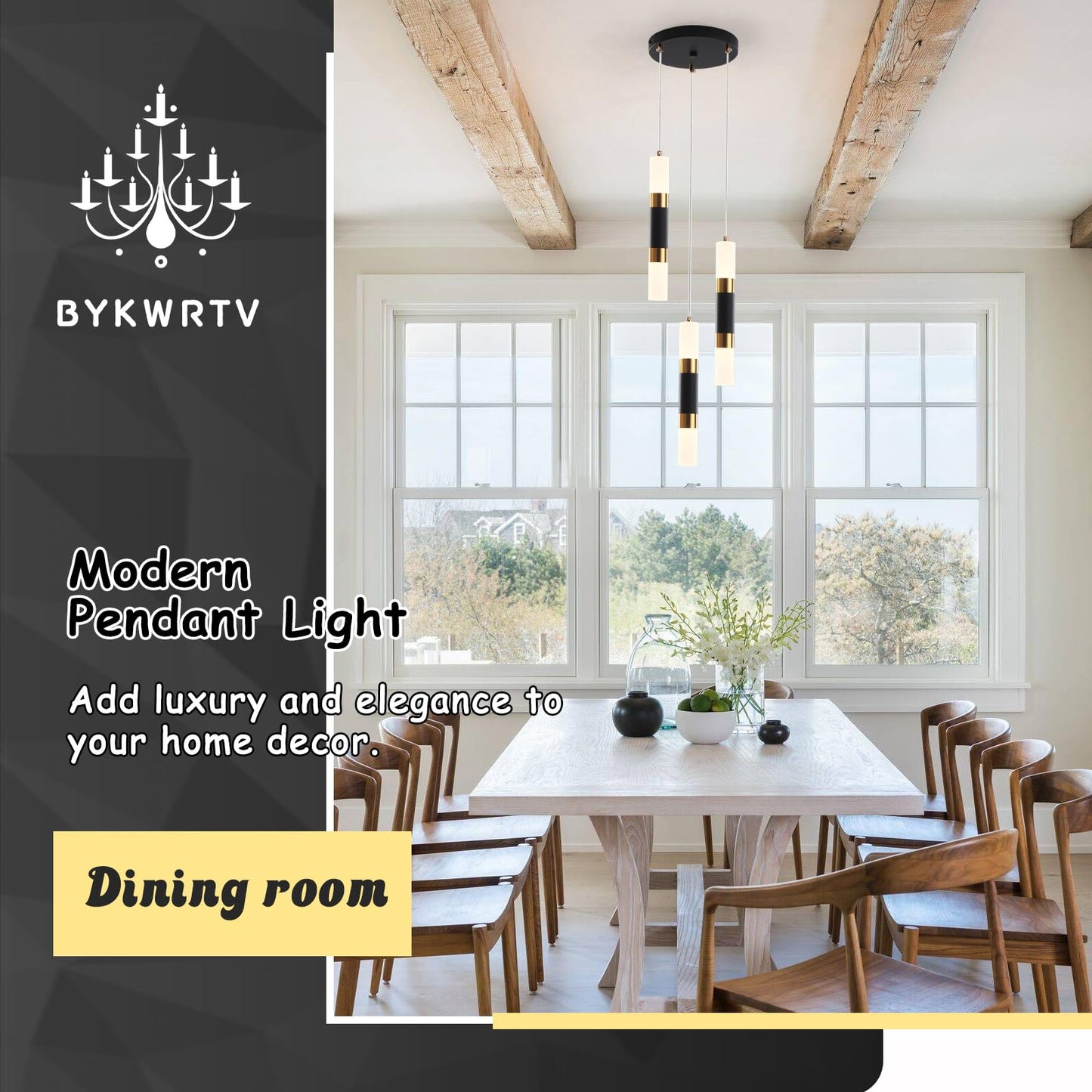 3-Light LED Pendant Lights for Kitchen Island