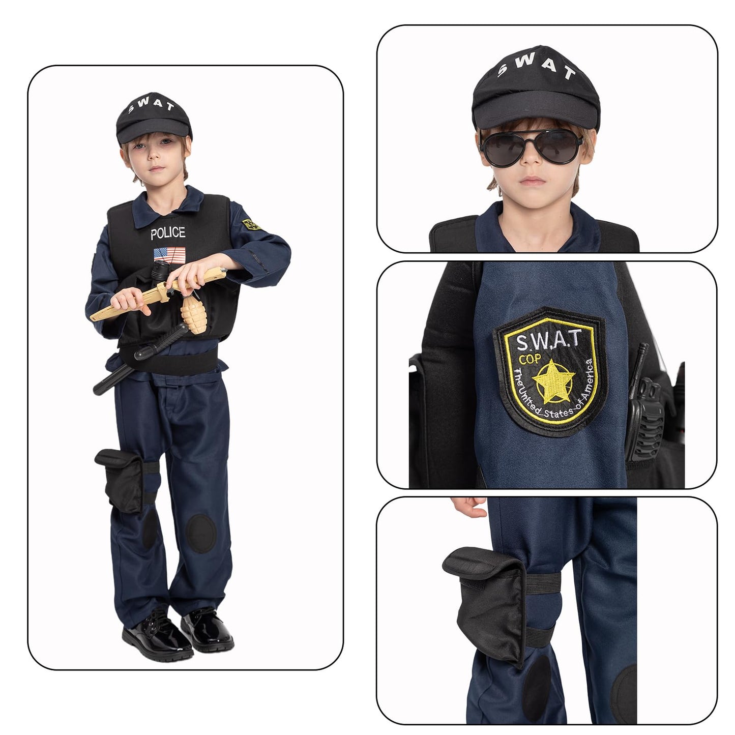 Kids SWAT Police Costume Role Play Set