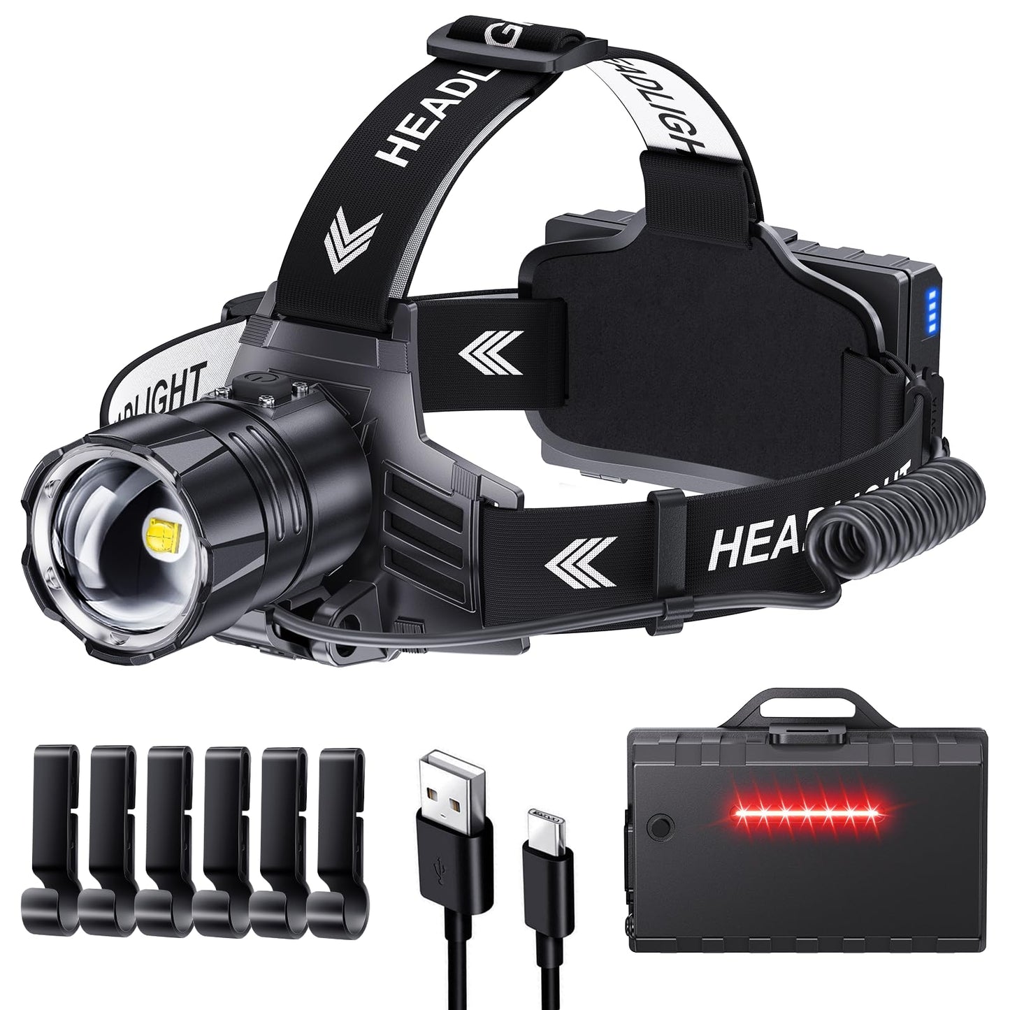 990000 Lumen Rechargeable LED Headlamp, Waterproof