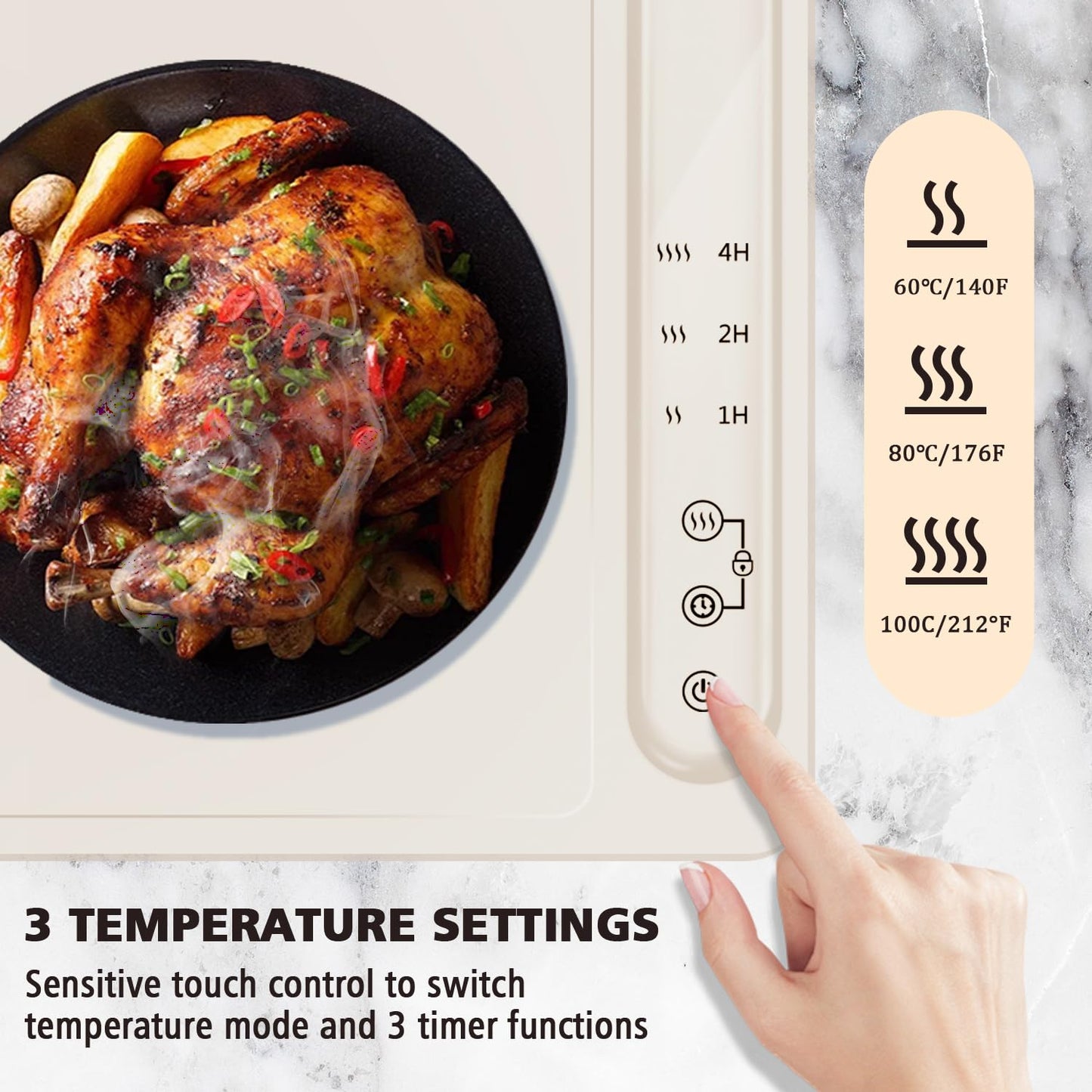 Electric Food Warming Mat with 3 Settings