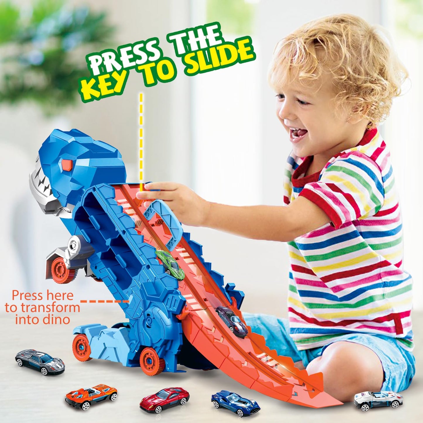 Dinosaur Truck Toy with T-Rex Carrier for Kids