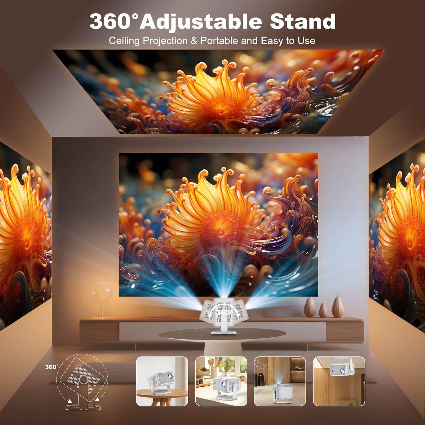 4K Smart Projector with WiFi and Bluetooth