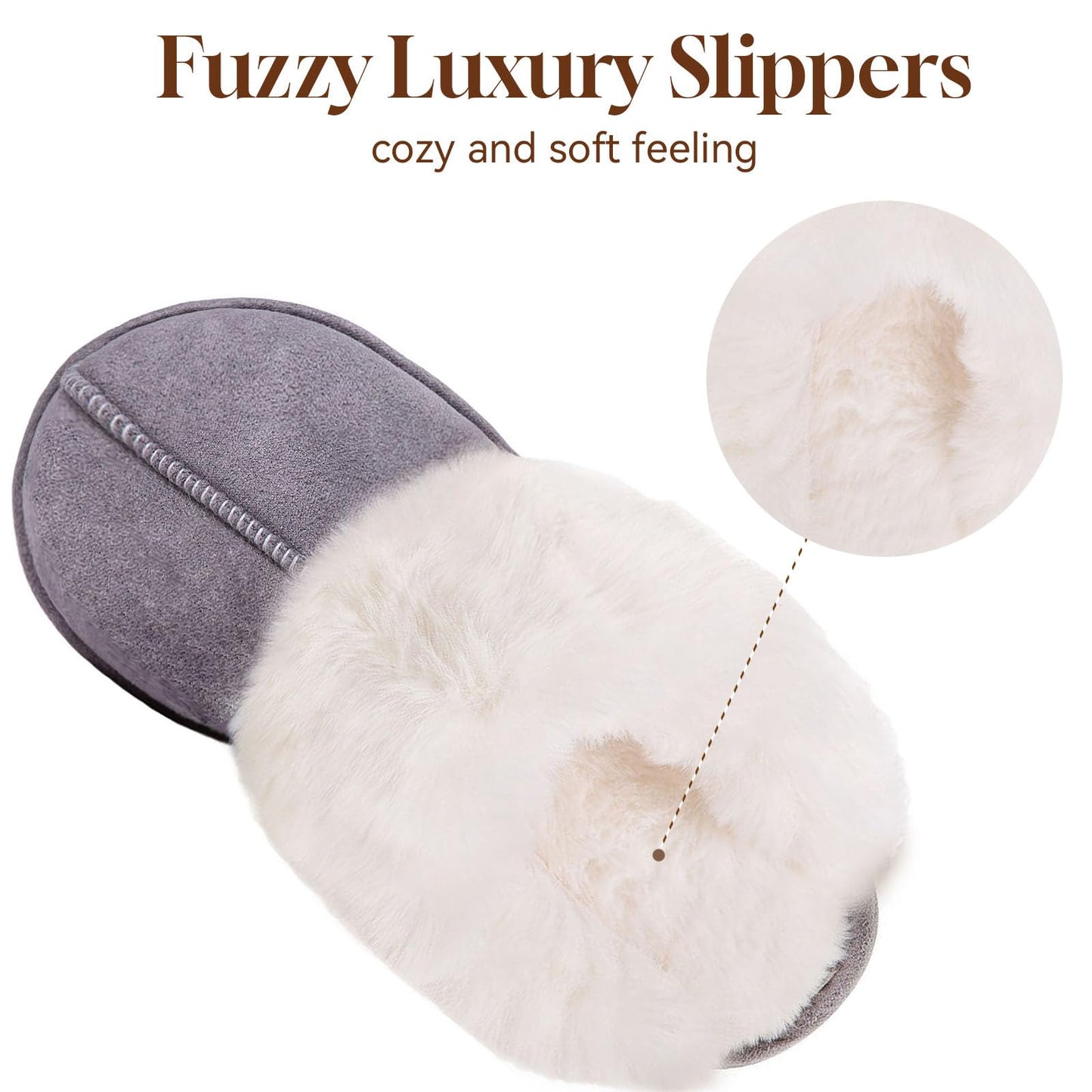 Fuzzy Memory Foam Slippers for Women