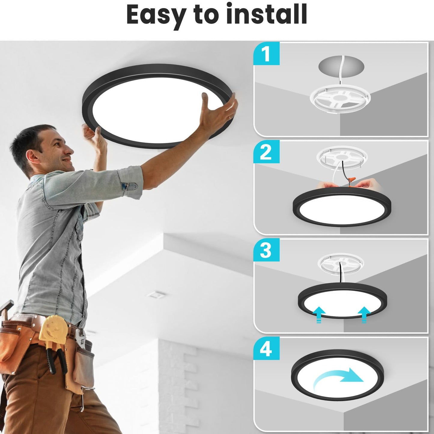 Flush Mount LED Ceiling Light, 6 Pack, 28W