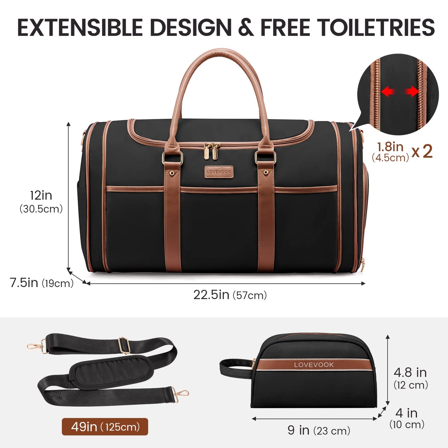 LOVEVOOK Expandable Duffle Bag with Shoe Compartment