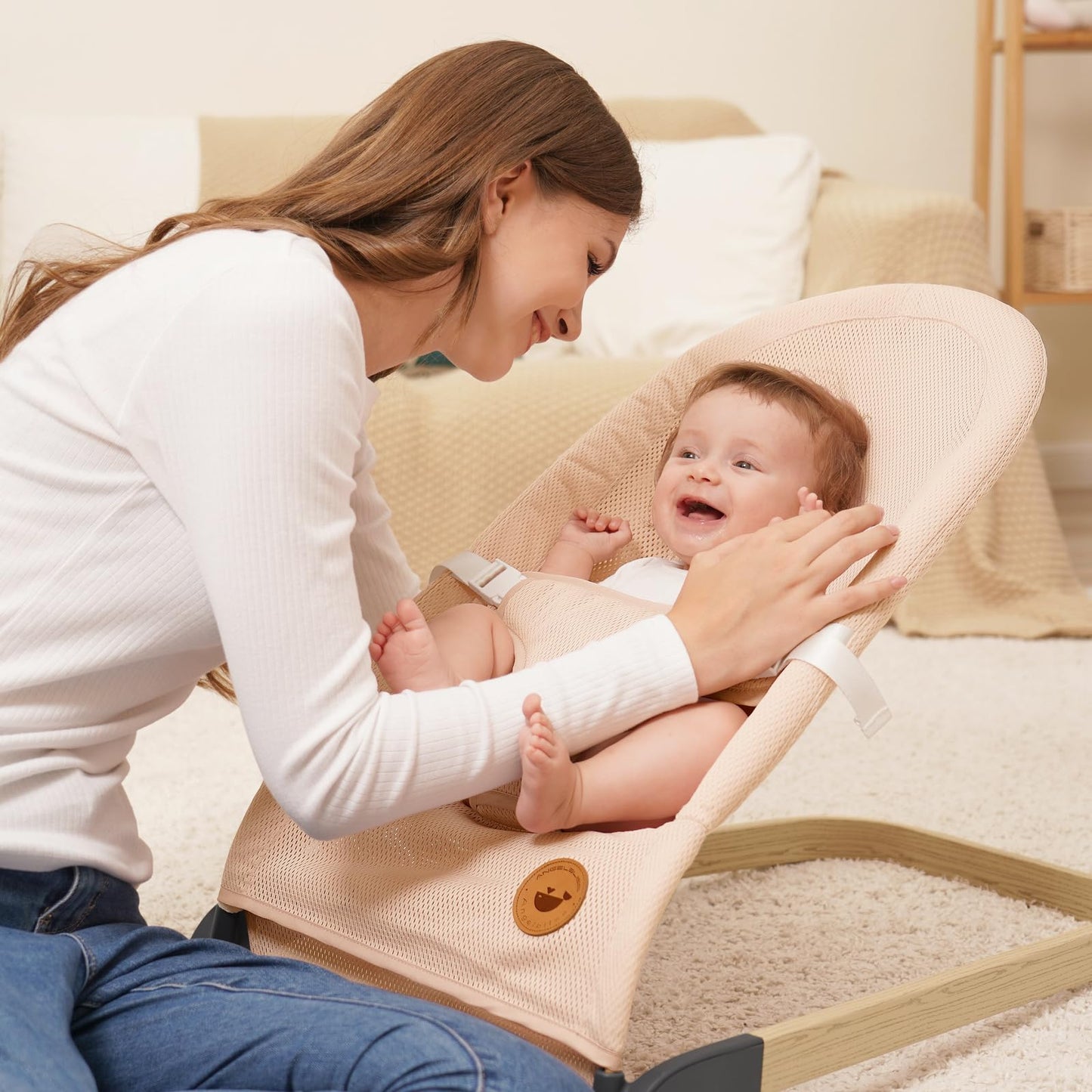 ANGELBLISS Portable Baby Bouncer with Natural Vibrations