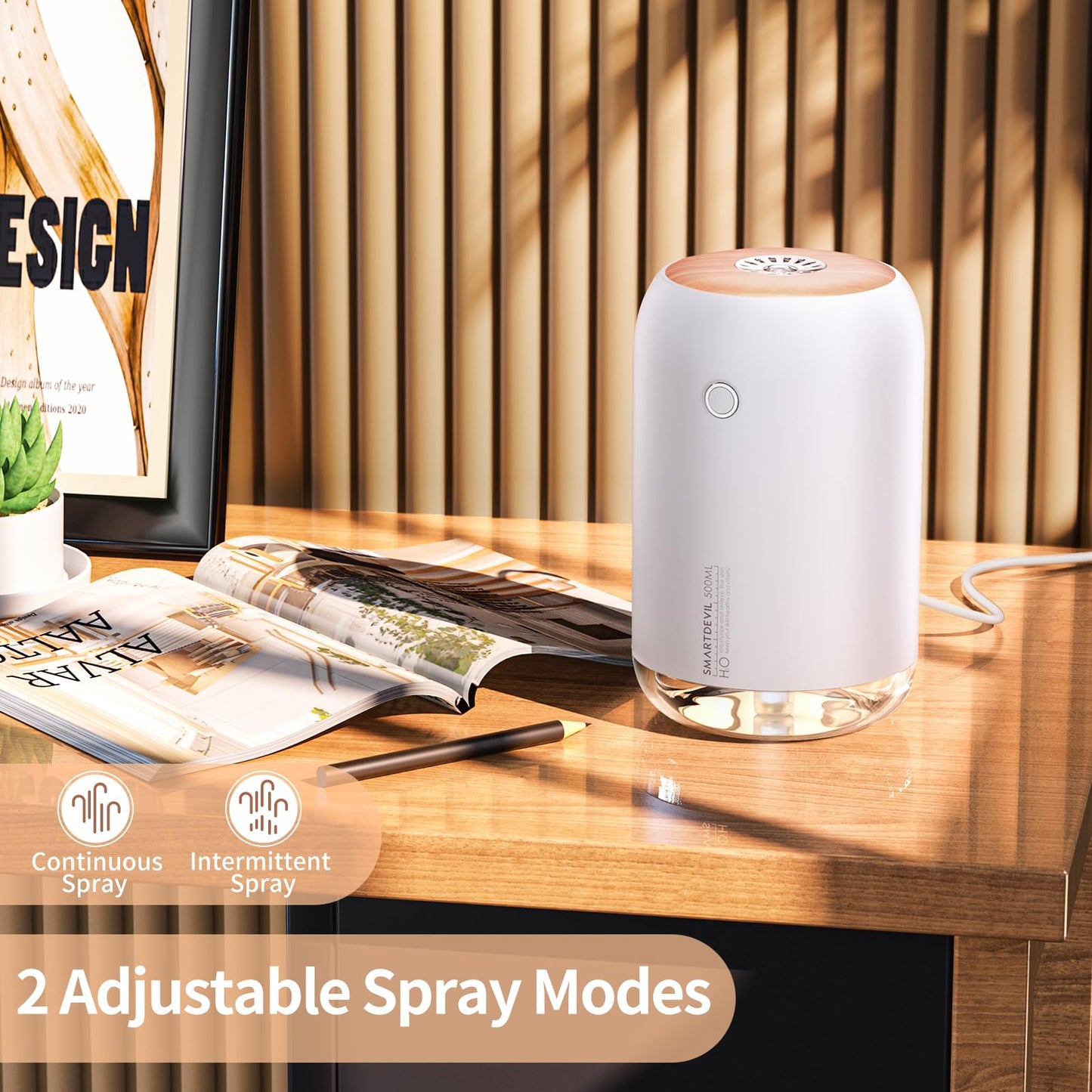 500ml SMARTDEVIL Portable Mini Humidifier with Night Light