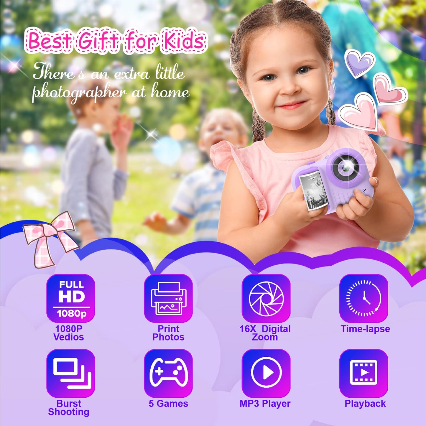 Kids Instant Print Camera for Ages 3-12
