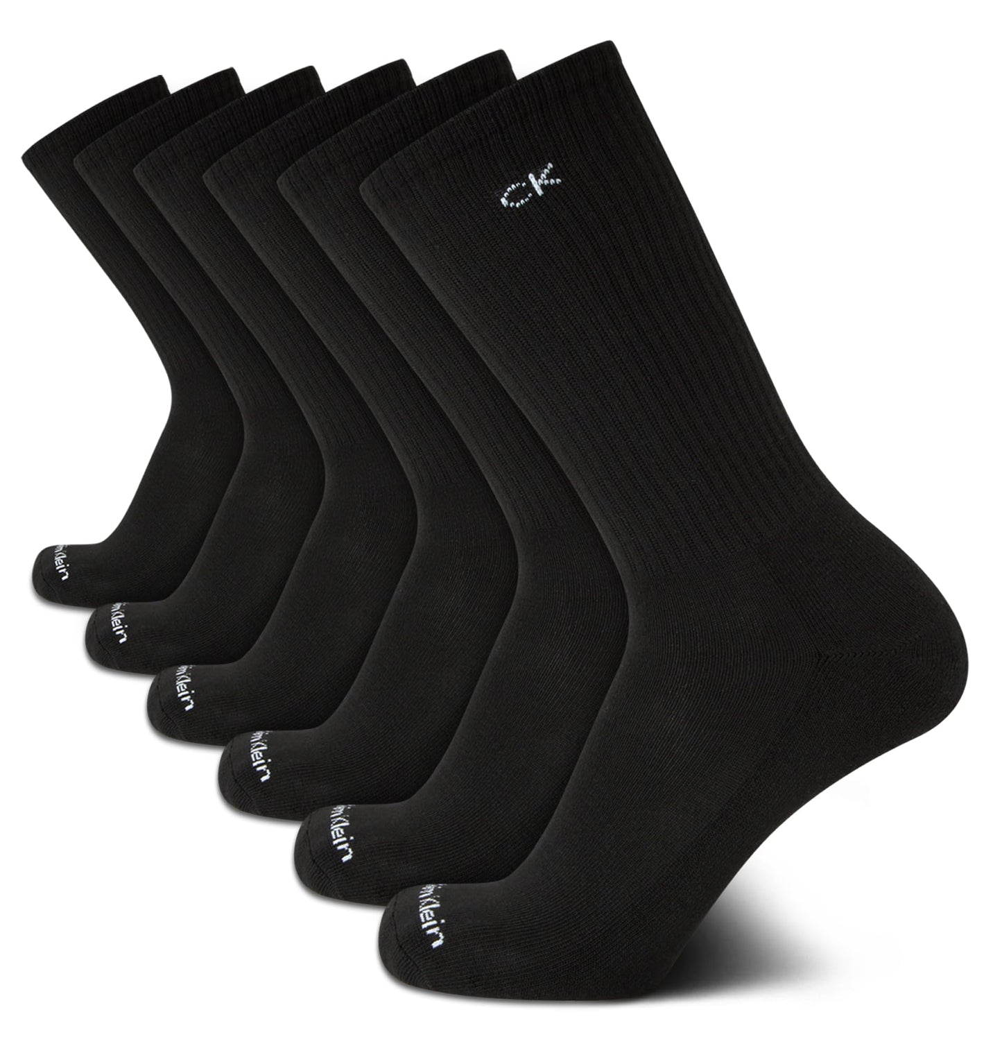 Calvin Klein Men's 6 Pair Athletic Crew Socks, Size 7-12, Pure Black