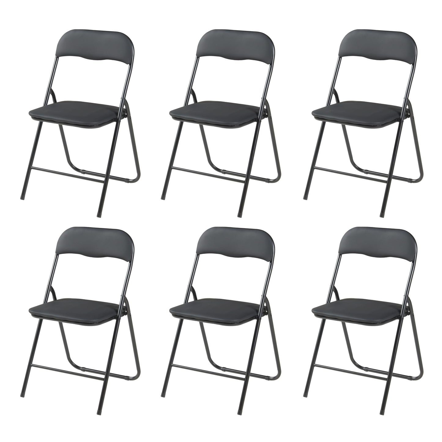 Panana Folding Chairs with Padded Cushion and Back, Metal Chairs for Home and Office,Indoor and Outdoor Foldable Chairs (Black, 6 Pack)