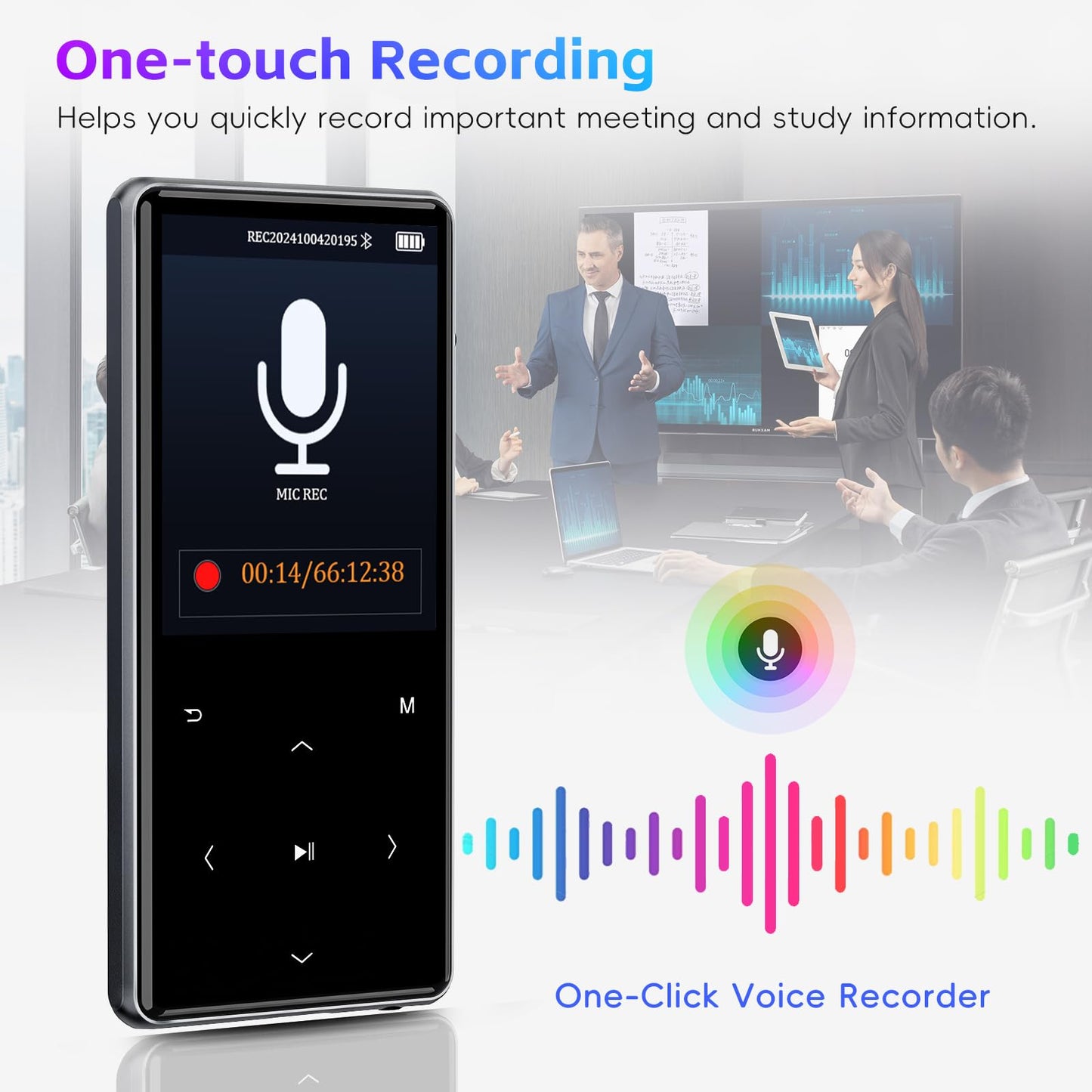 HIFI WALKER M7 64GB MP3 Player with Bluetooth 5.0: 2.4" Screen Portable Music Player with Speaker-Lossless Music Digital Player with Earphones,Voice Recorder,E-Book,Touch Buttons,Ideal for Sport Black
